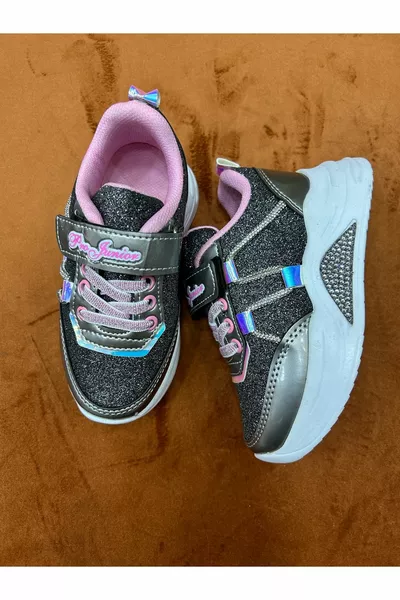 Velcro glitterato argento sport per bambini