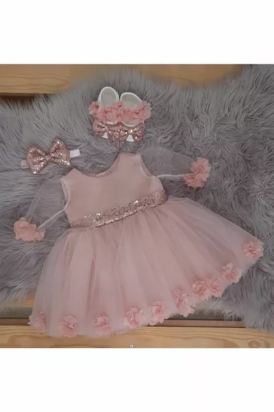 Powder Pink Baby Wedding Dress Set