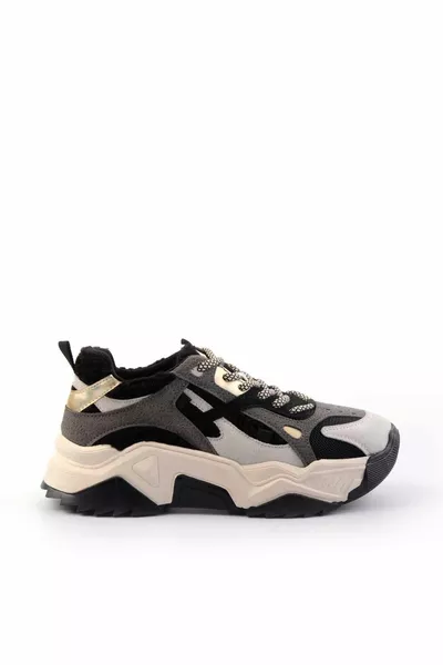 حذاء رياضي نسائي من الفراء الأسود 