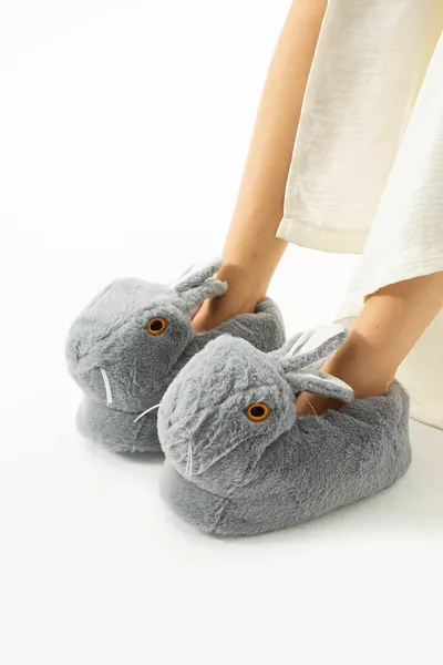 نموذج الأرنب عدم الانزلاق الوحيد عارضة ومريحة الشتاء الاطفال البندوف منزل النعال