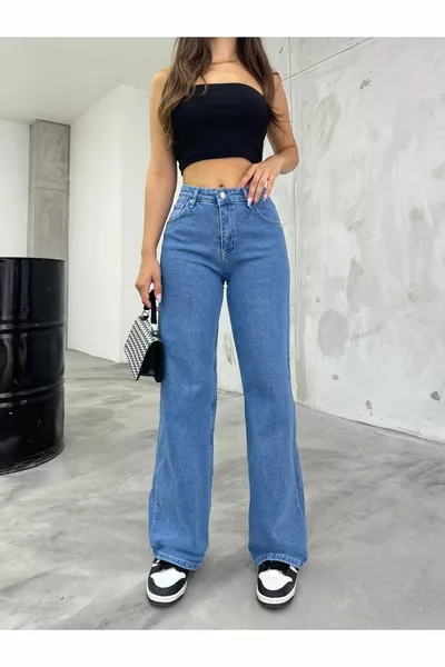 Jeans Palazzo Blu Vita Alta
