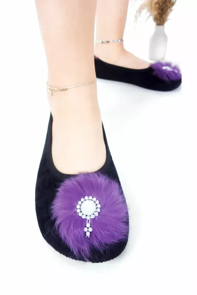 Fancy Velvet House, Hajj, Umrah Babeti, Gift, Daily Ballet Flats, Feathered Ballet Flats, Panduf, Booties, Show Kitty Kitty
