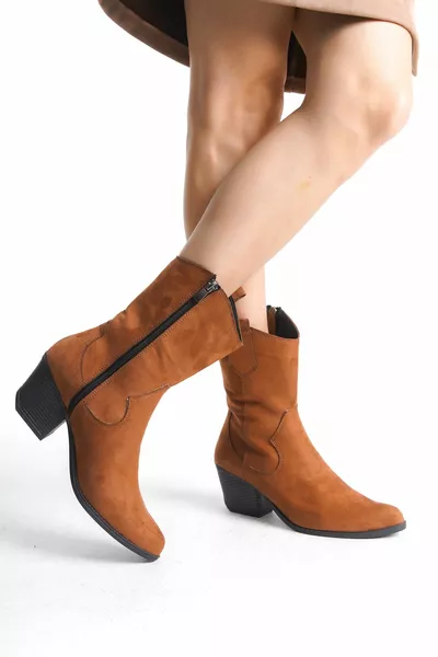 Women's Black Pointed-toe Stitched Cowboy Boots With Zipper, Western Dallas Boots