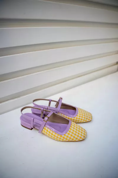 أمالفي أرجواني Potikare منقوشة حزام مفصل مشبك مستقيم المرأة الباليه الشقق