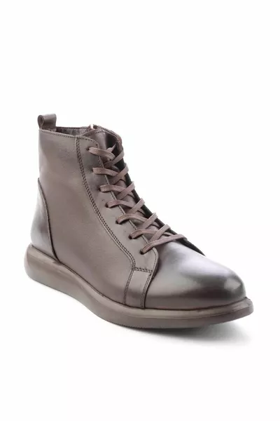 القهوة جلد طبيعي الجوارب الرجالية و Bootie 