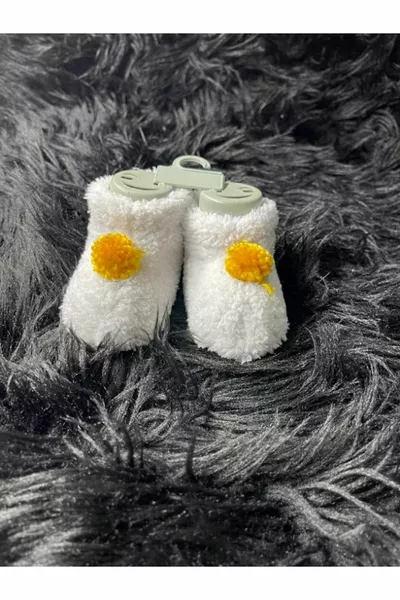First Step Baby Girl Boy Plush Pompom Blue-Gray-Cream-White-Dried Rose-Powder Home Socks Booties