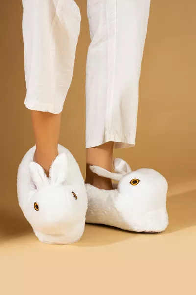 Unisexe Blanc Mignon Lapin Design Maison en peluche Pontofu