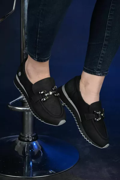 Дамски зимни водоустойчиви неплъзгащи се подметки леки удобни % естествена кожа черни ежедневни обувки