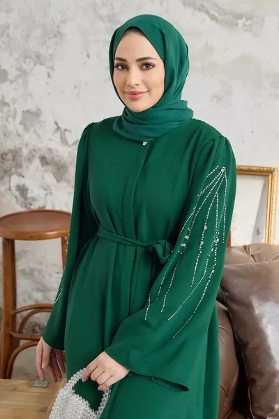 عباية رونا منقوشة بنقشة الأسلحة - زمرد