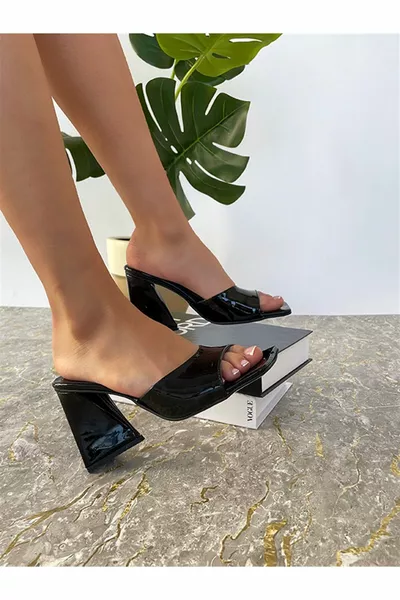 Ava Черные женские тапочки на каблуке