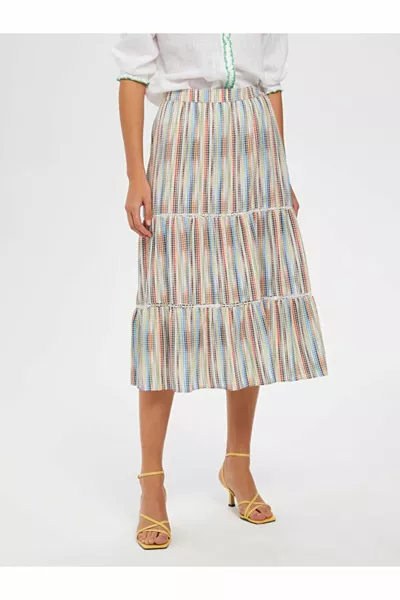 الملونة Chingham نمط تنورة مجزأة 