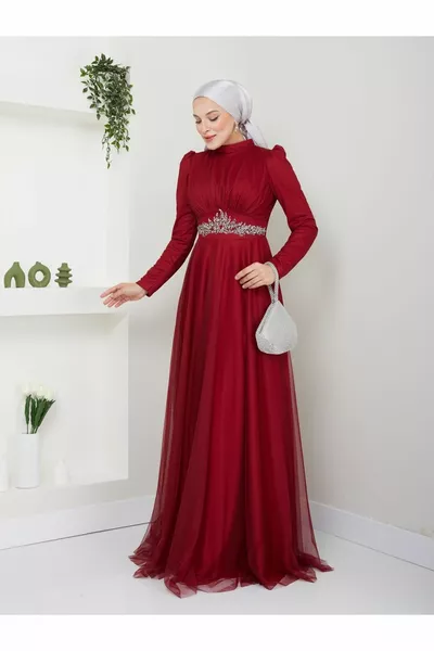 Büşra Stone Hijab Evening Dress 