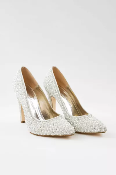 Женские вечерние туфли с белым жемчугом