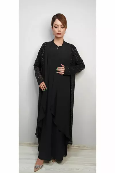 Paillettenbesetztes Hijab-Abaya-Kleid