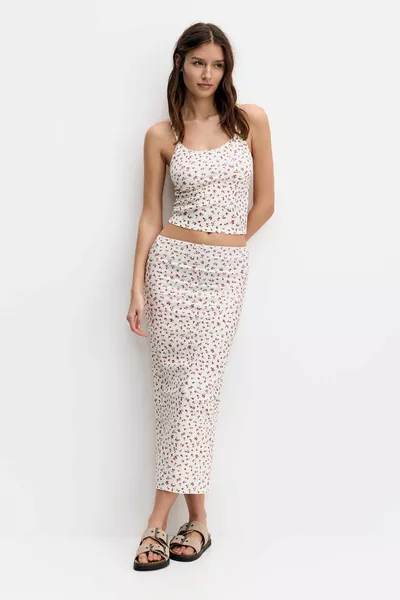 Пола с флорални мотиви с детайли Kamisol