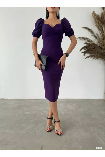 قلب طوق بالون كم ميدي طول مساء اللباس