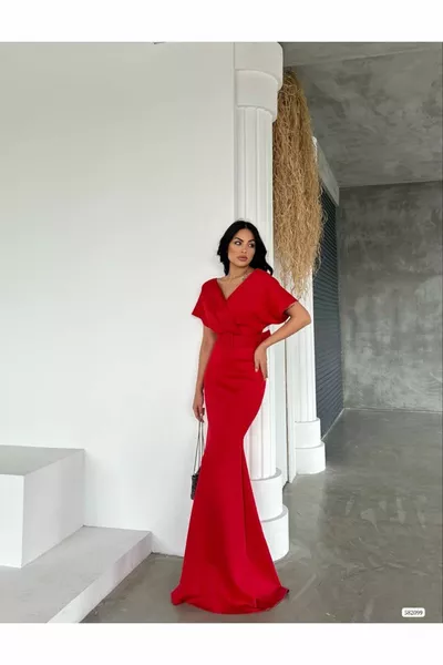 Макси момче с колан с V-образно деколте вечерна рокля вечерна рокля сватбен годеж обещание дипломиране