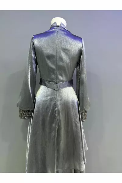 الشيفون ستون رمادي مساء اللباس