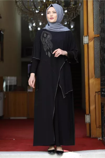 Женское черное вечернее платье асимметричной огранки T 