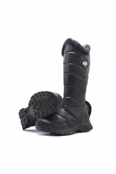 أحذية ثلجية سوداء طويلة الفراء نسائية