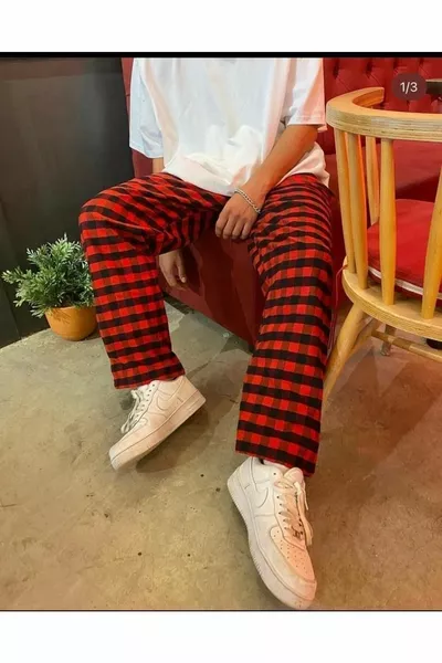 Harajuku مربع منقوشة بيجاما للجنسين بدلة رياضية