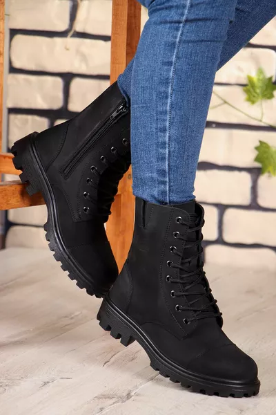  جلد طبيعي مقاوم للماء بسحاب أحذية نسائية