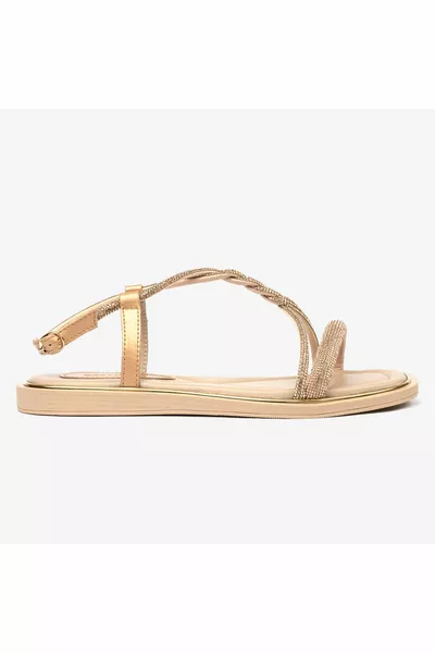 صنادل جلد طبيعي نحاسية نسائية 