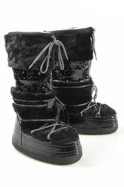 المرأة الشتاء للماء فو الفراء أحذية الثلج الأسود 