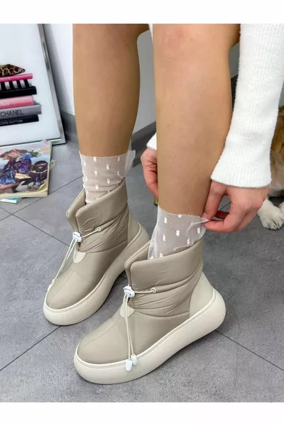 Бежов парашут (Luvit) Вълнени дамски водоустойчиви ботуши за сняг