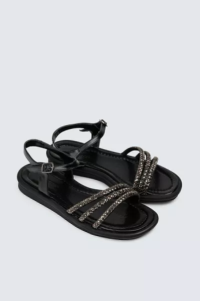 صنادل حجرية نسائية سوداء