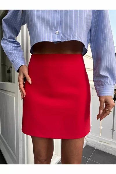 Minigonna da donna rossa Premium dal taglio dritto