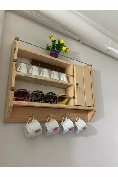 رف خشبي زخرفي بلون زيتي 8 سم