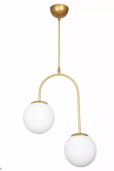 Janin Modern Hängeleuchte Antik-Finish Körper Weißes Glas Wohnzimmer - Küche - Schlafzimmer 2-flammiger Kronleuchter