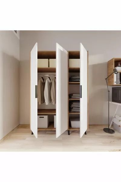 Armadio con 3 Ante Aden, Interamente Bianco