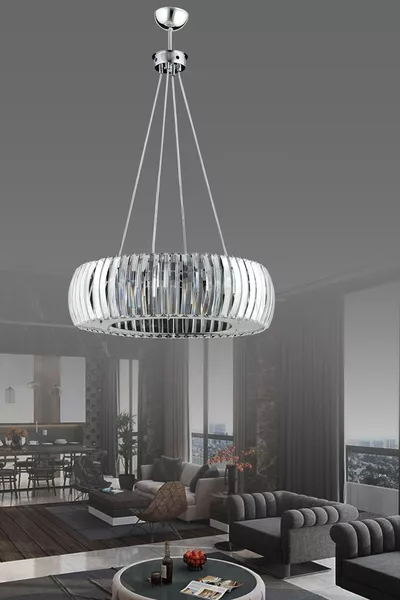 Lampadario Venere Argento  Cm con Cristalli