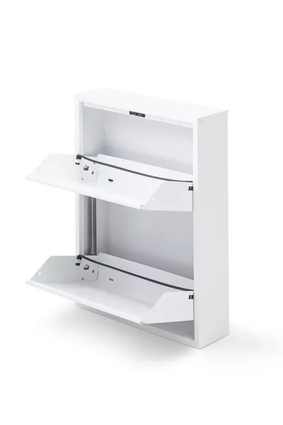 White 2-Piece Metal Shoe Rack
