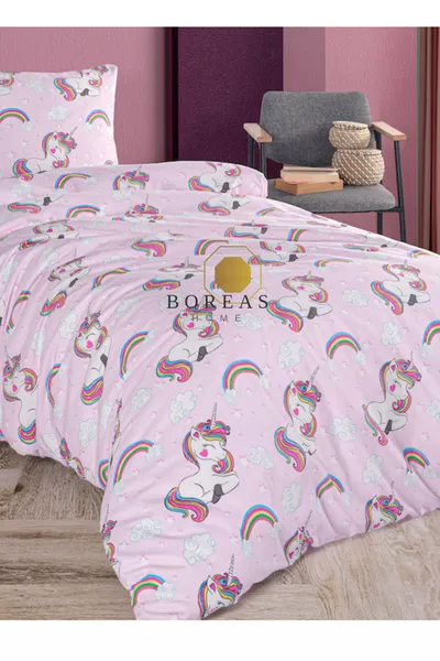 | Unicorno Rosa | Set di Lenzuola Singolo | 1 Federa | Senza Lenzuolo |