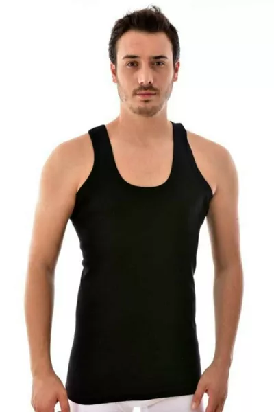 Мъжки класически потник с 6 презрамки, % памук, бял, модел 