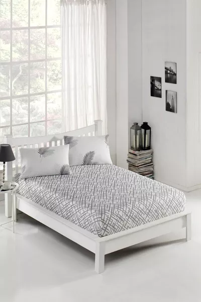 Комплект чаршафи с ластик за двойно легло Palma сив