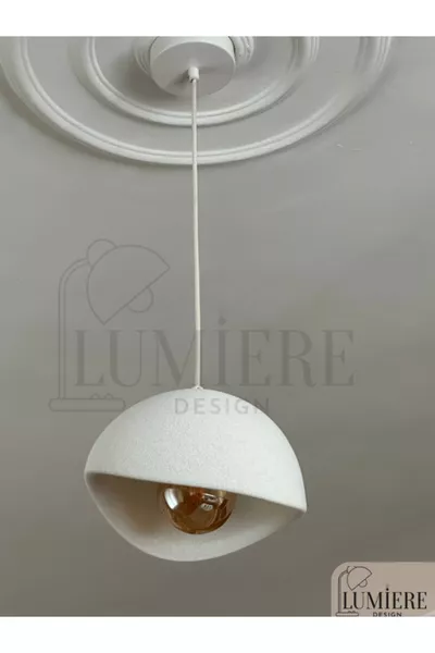 Suspension simple style scandinave & bohème effet béton – Conception professionnelle, comprend ampoule à lumière du jour