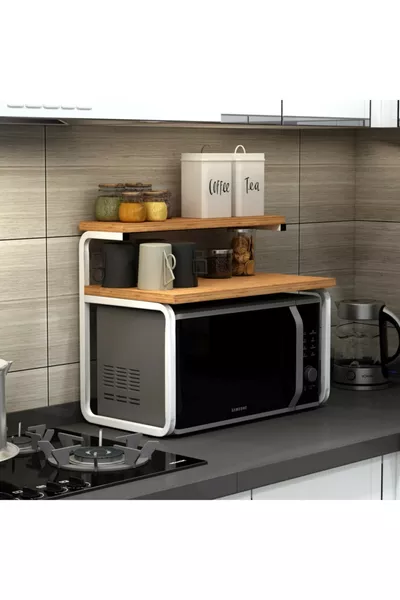 Kitchen Organizer Countertop Metal Shelf Microwave Oven Stand Tea Coffee Stand