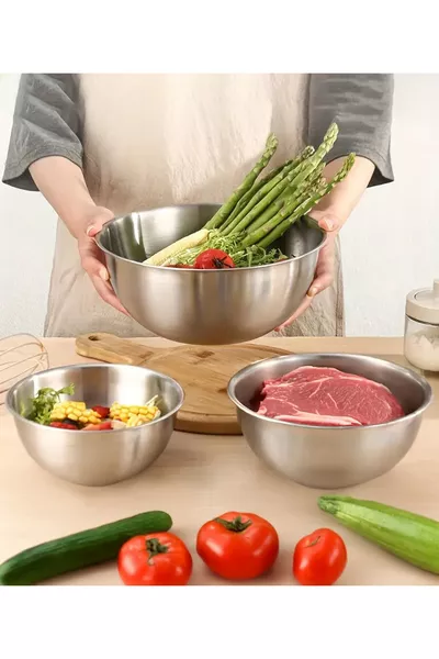 Çelik 3 Parça Kase Seti (cm - cm - cm)