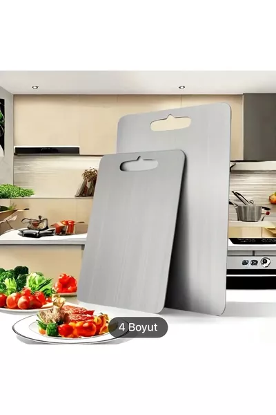 2 Adet Dövme Tahtası, Paslanmaz Çelik Meyve Sebze Kesme Tahtası  Cm