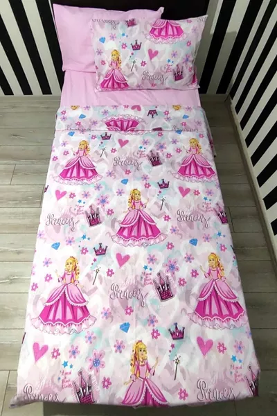 Set di Biancheria da Letto Singolo con Lenzuolo con Angoli per Bambina Principessa