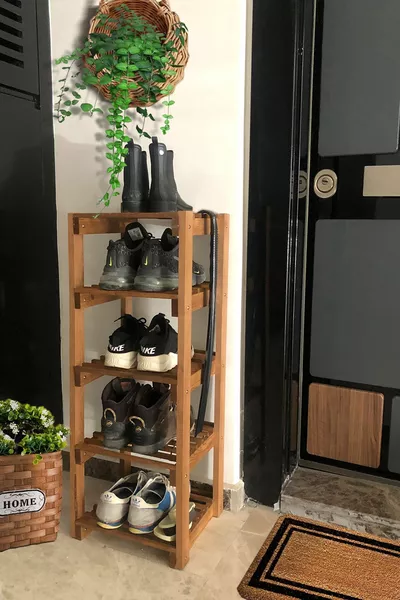 Houten multifunctionele plank boekenkast schoenenrek walnoot