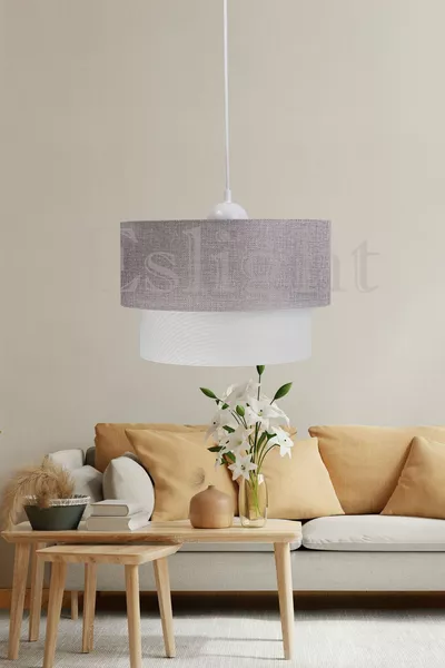 Stone Light Gray Chandelier with Pendant