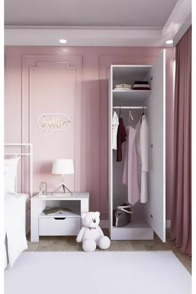 Daisy  Cm Armadio Bianco con Una Porta - Guardaroba