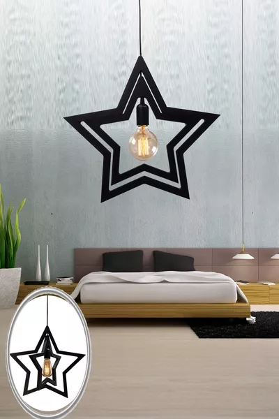 İkili Yıldız Avize Çift Fonksiyonlu Çocuk-Genç Odası Tekli Avize Sarkıt Modern Dekoratif Lamba