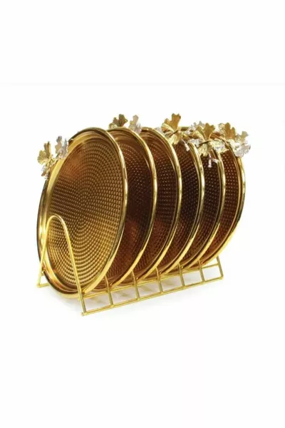 Metal Ferforje Gold Tabak Standı-6'lı Gold Stand