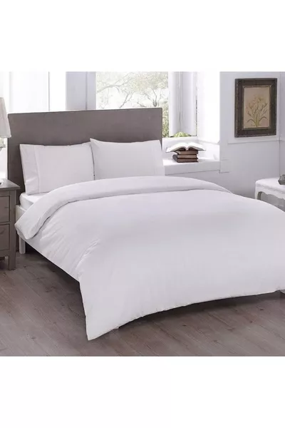 Бял комплект спално бельо Basic Ranforce за двойно легло